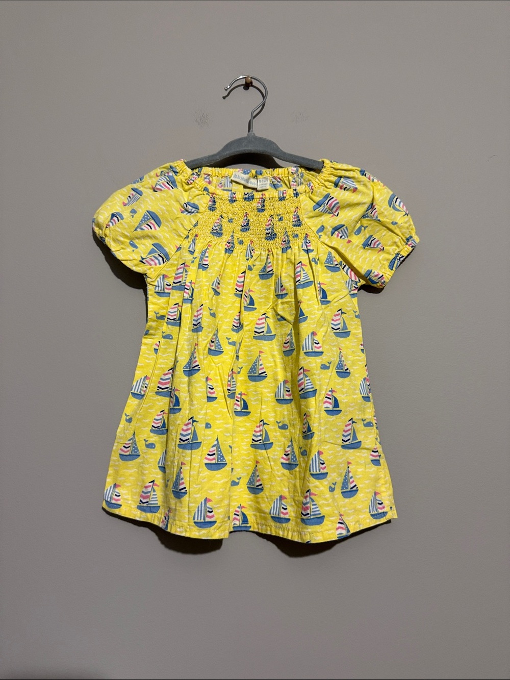 JoJo Maman Bebe Yellow Sailboat Smocked top